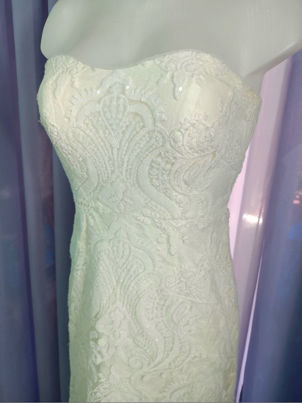 Jenny Yoo Bridal Gown size 10 Strapless Ivory Lace Gown sequins bride long maxi - Picture 16 of 16